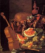 Cristoforo Munari Still-Life with Musical Instruments and Fruit USA oil painting artist